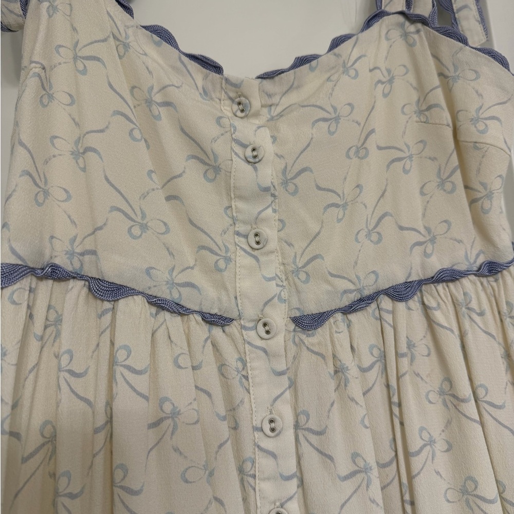 Ivory and Blue Scalloped Trim ric rac Maxi Dress worth collective size small - Picture 5 of 10